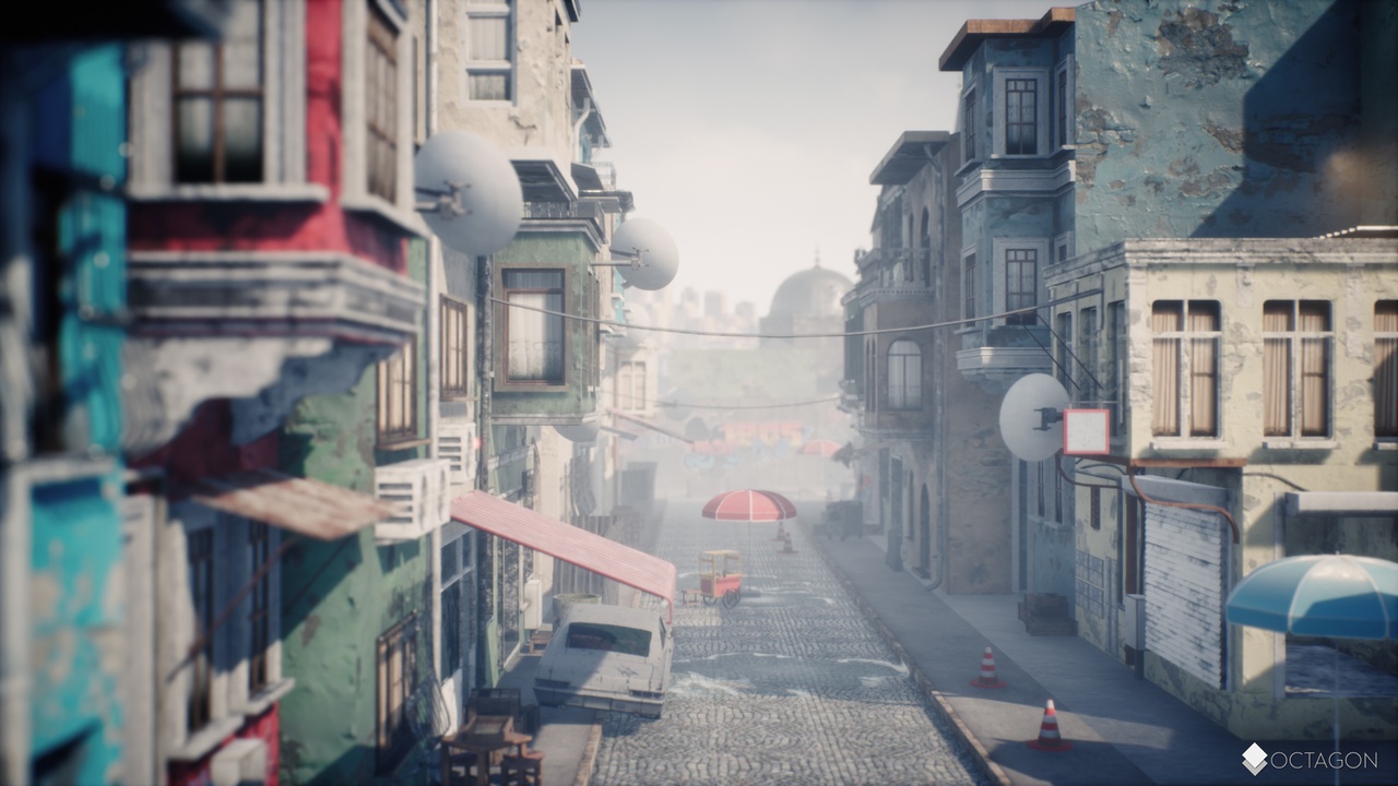 Istanbul Slum Street Houses with Props