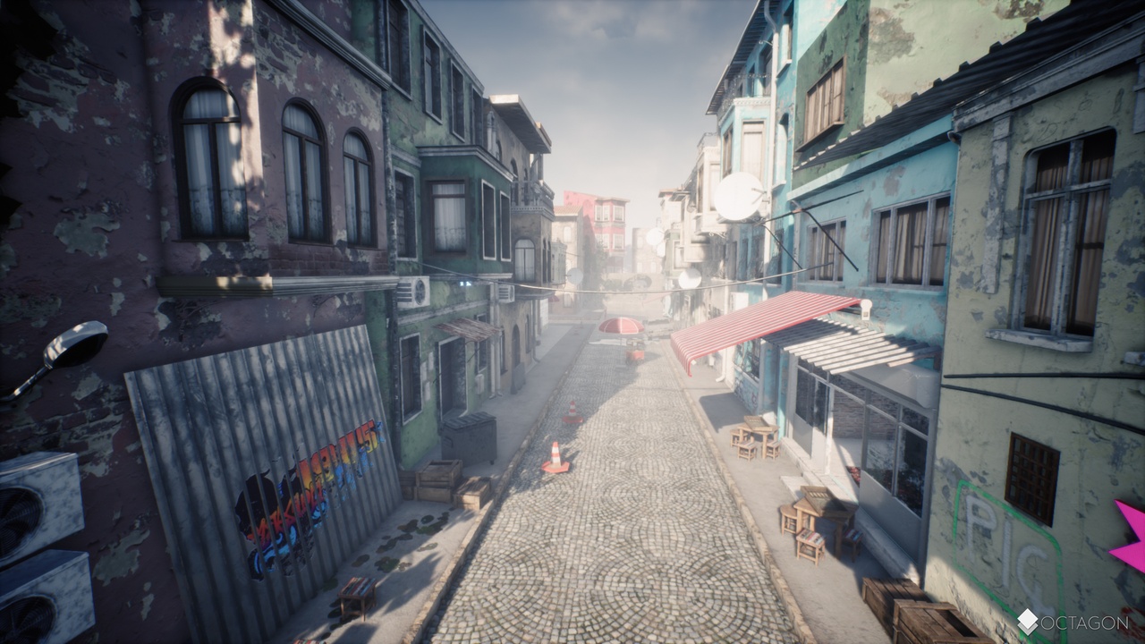 Istanbul Slum Street Houses with Props