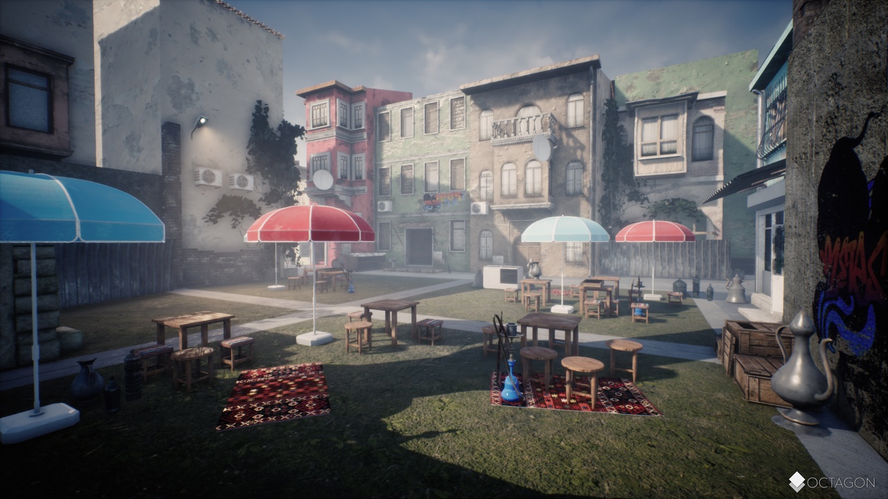 Istanbul Slum Street Houses with Props