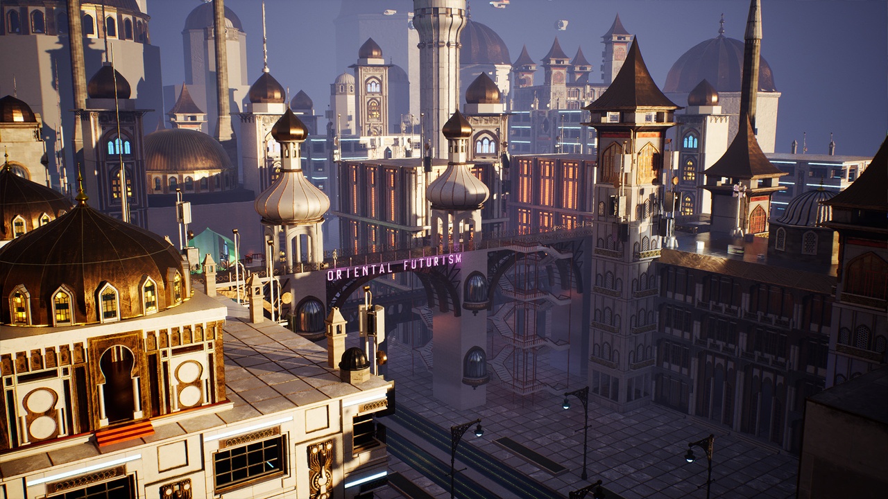 Modular Orient Cyberpunk Scifi City