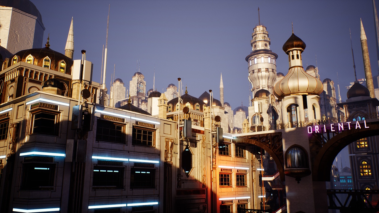 Modular Orient Cyberpunk Scifi City