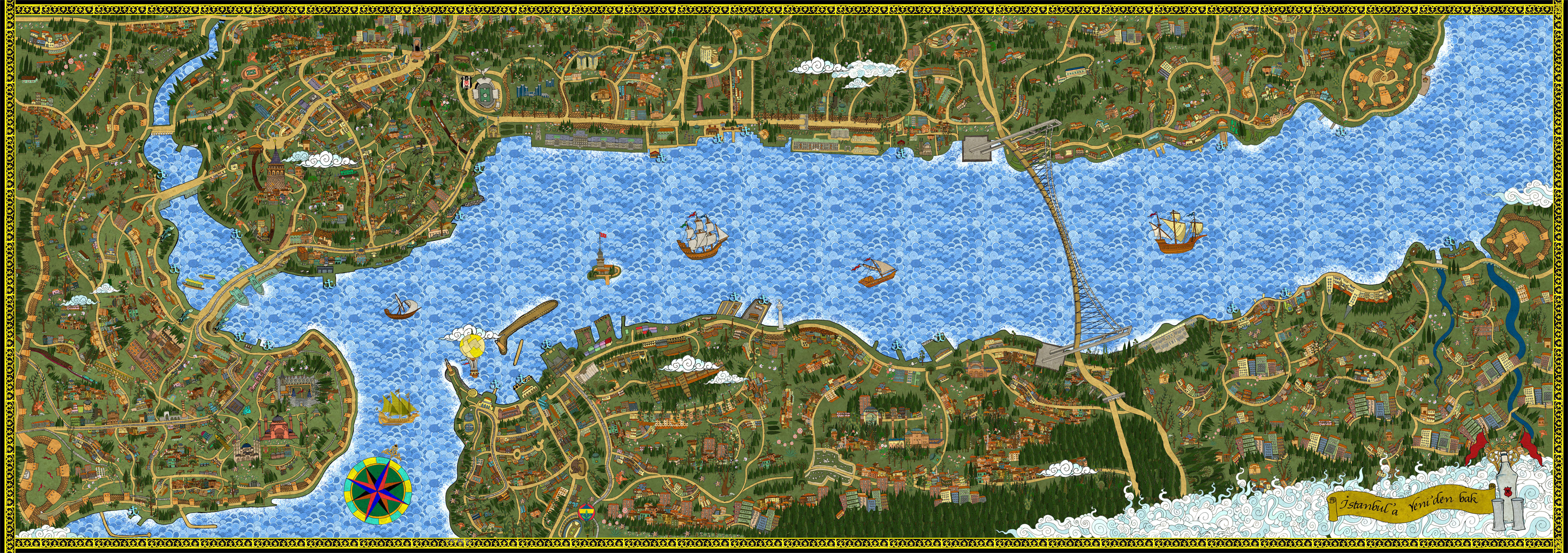 Illüstrasyon Istanbul Haritası/ Illustrated Istanbul Map
