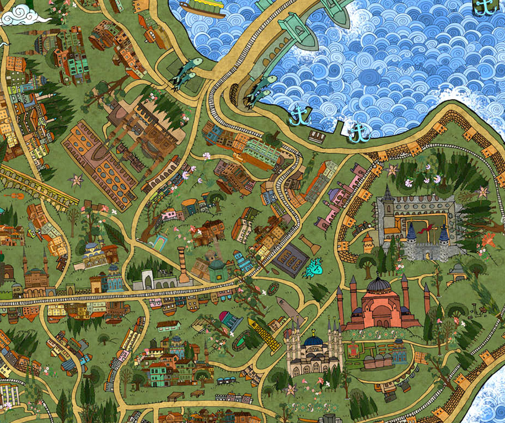Illüstrasyon Istanbul Haritası/ Illustrated Istanbul Map