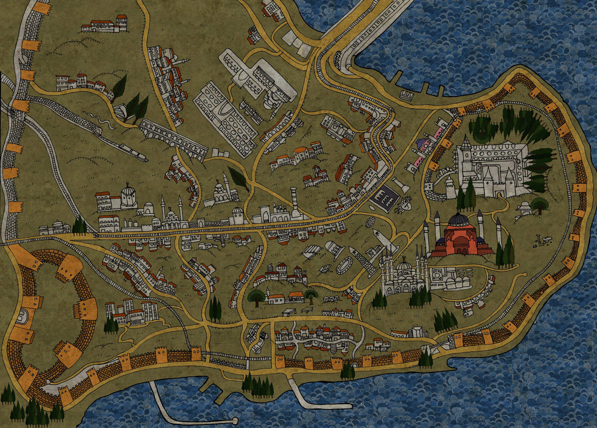Illüstrasyon Istanbul Haritası/ Illustrated Istanbul Map