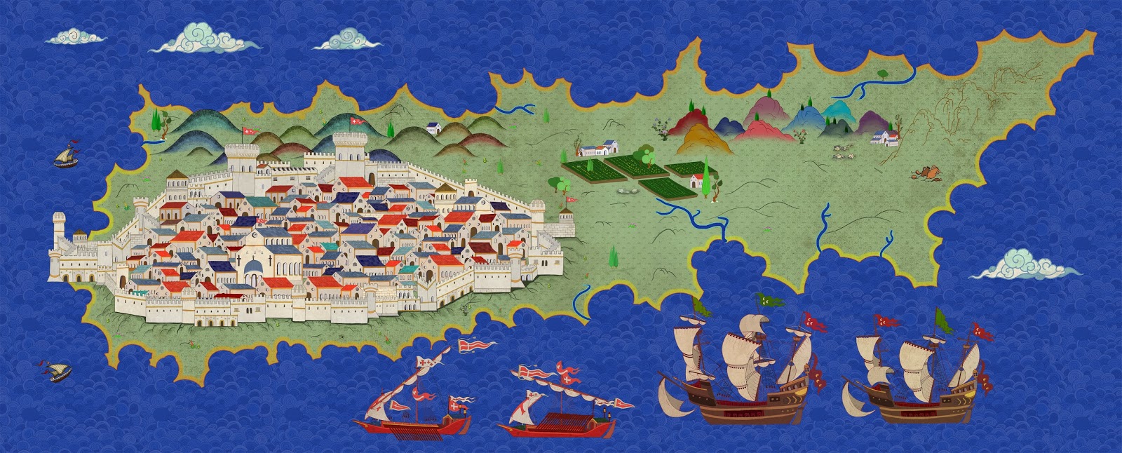 Rodos Adası İllüstrasyonu / Rhodes Island Illustration